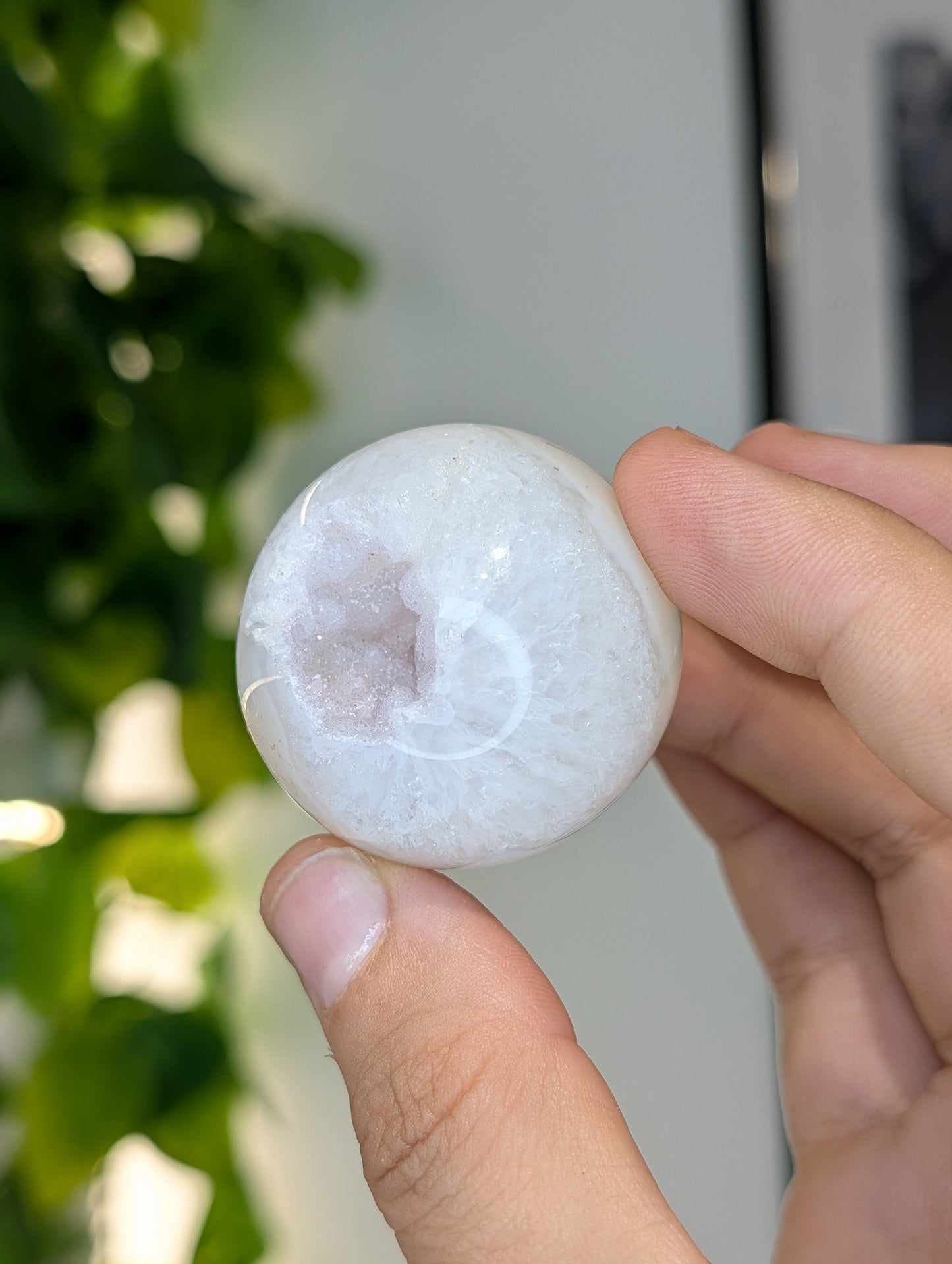 Peachy Pink Druzy Agate Sphere