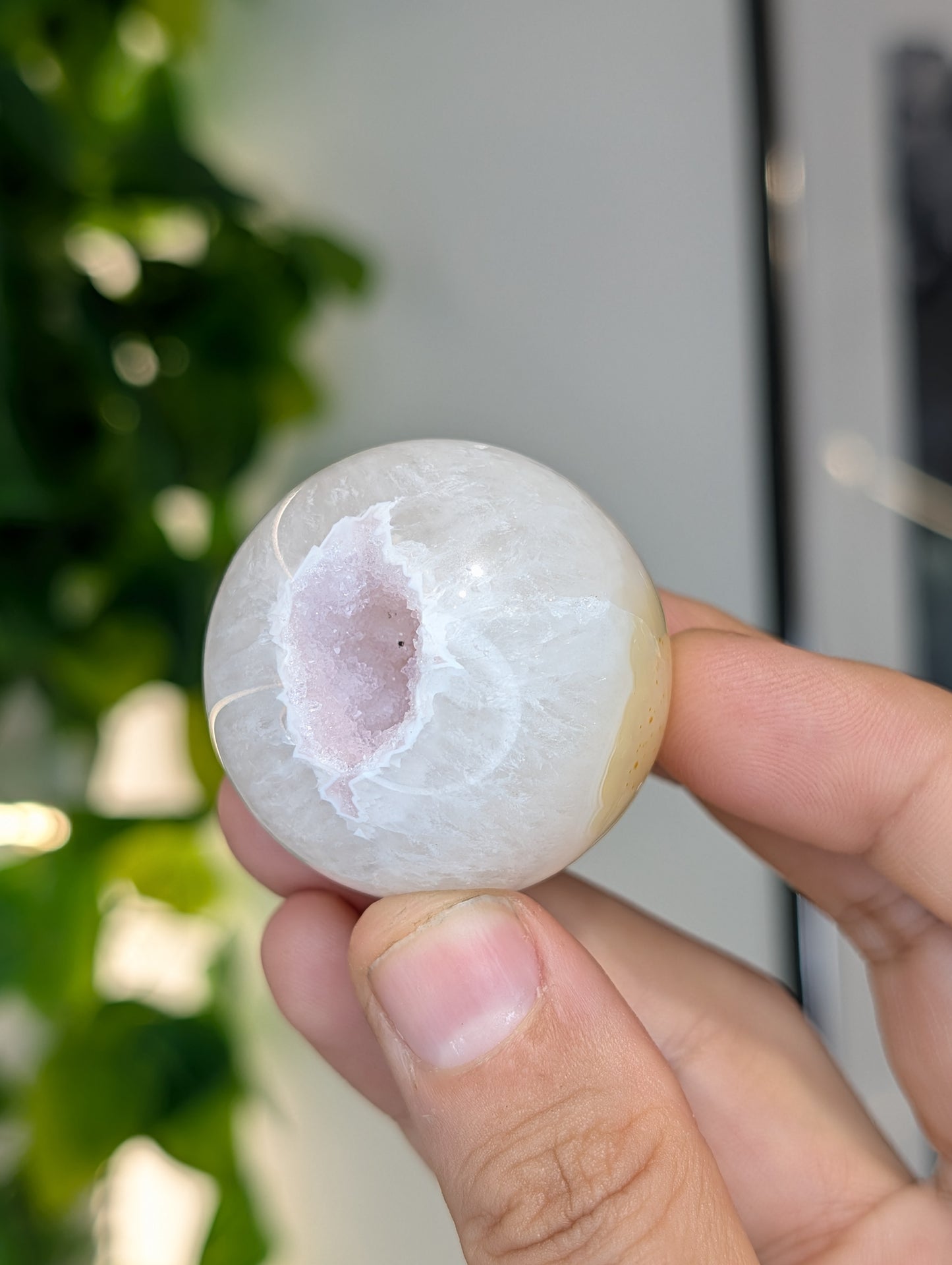 Peachy Pink Druzy Agate Sphere