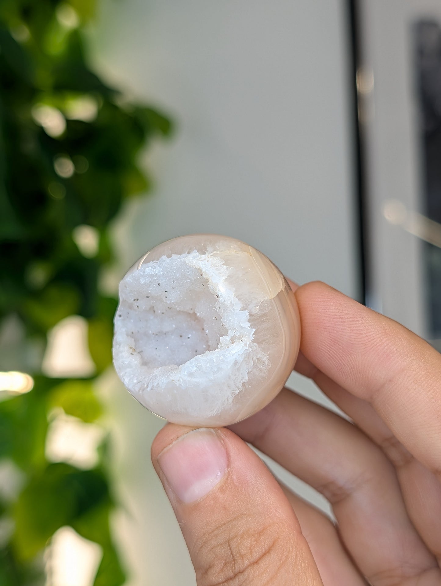 Peachy Pink Druzy Agate Sphere