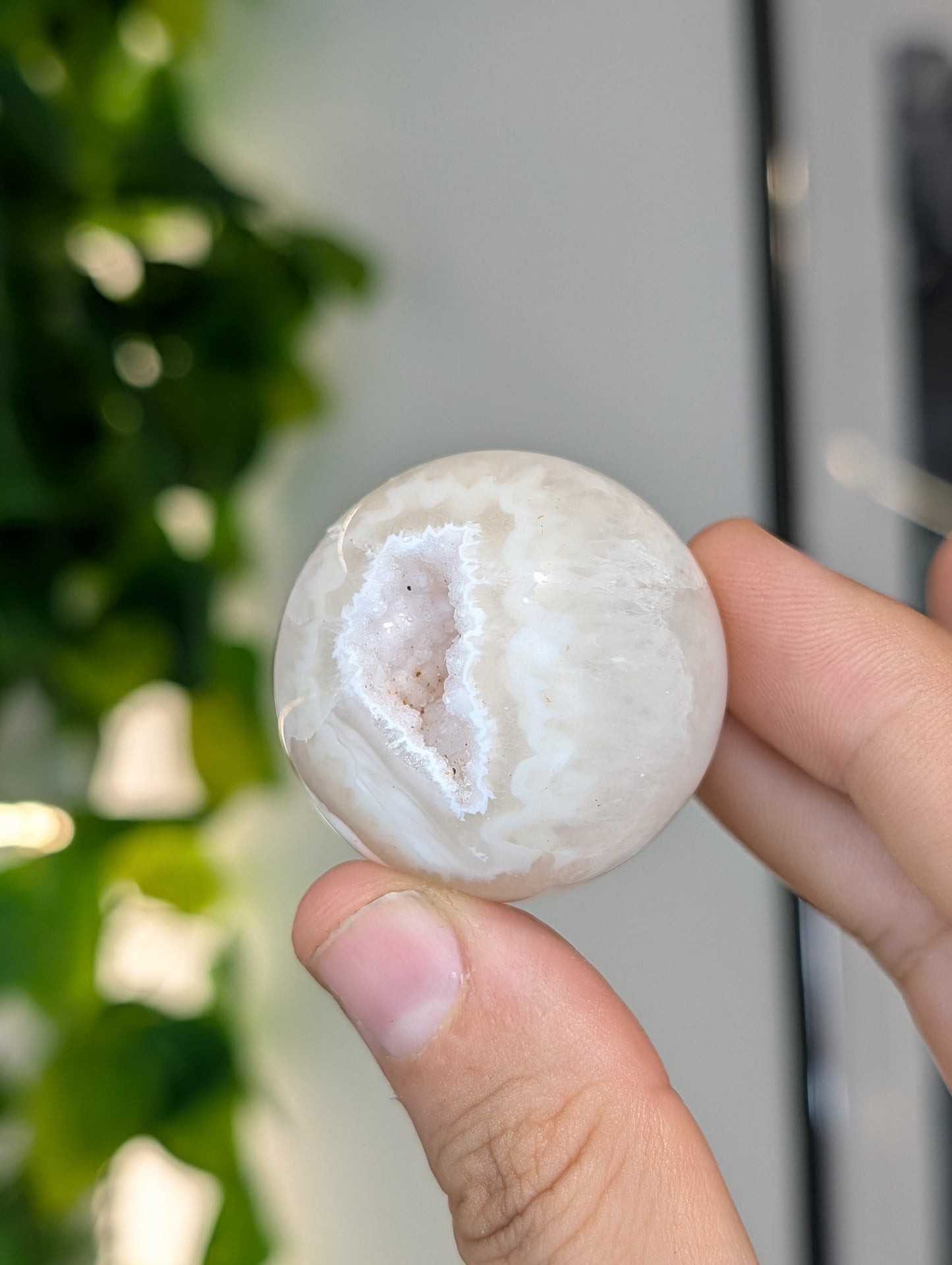 Peachy Pink Druzy Agate Sphere