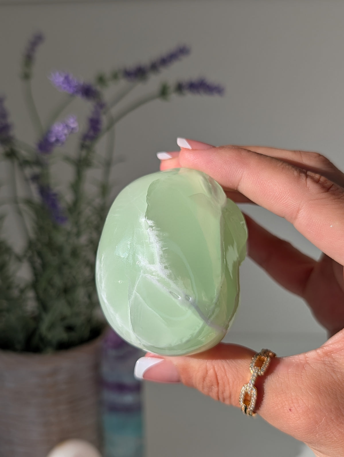 Green Banded Onyx Calcite Skull from Mexico