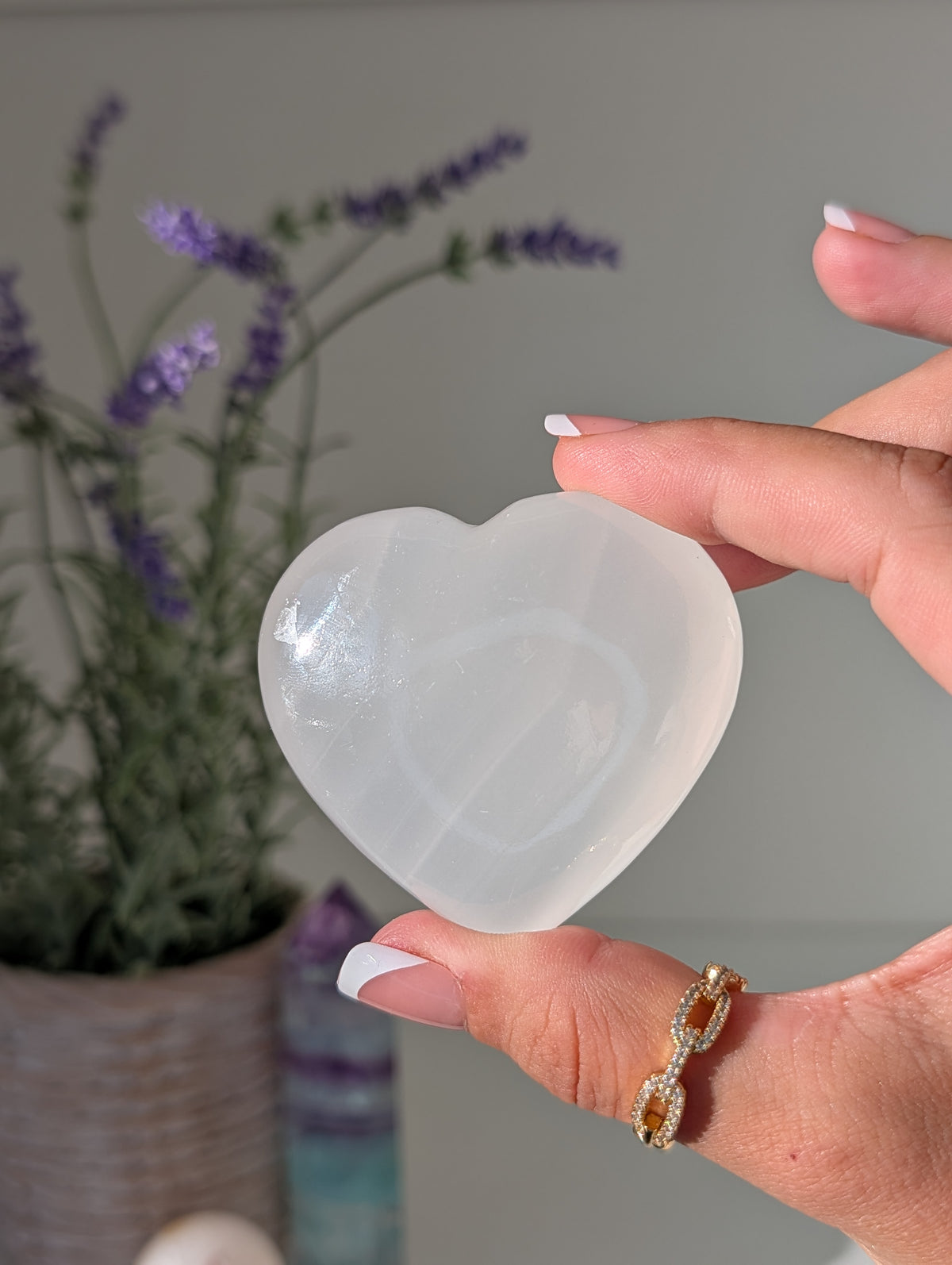 Intuitively Chosen White Banded Onyx Calcite Puffy Hearts from Mexico