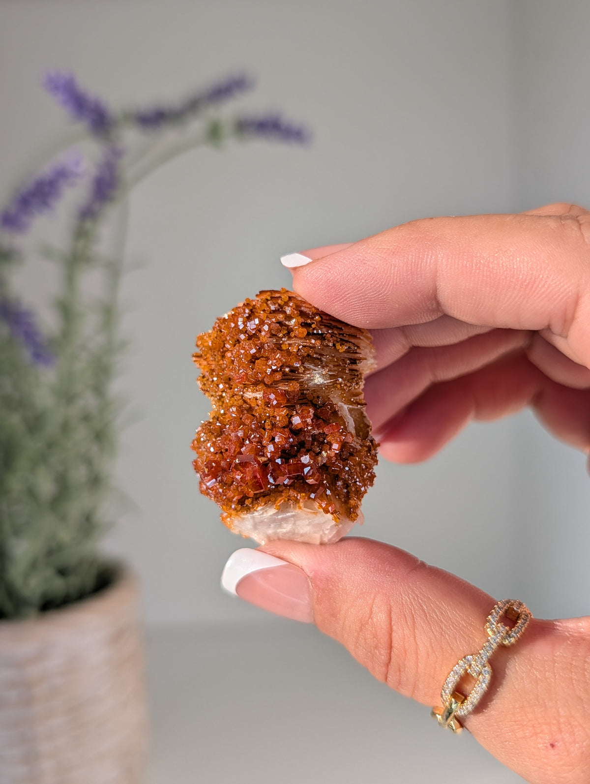 Vanadinite on Barite Specimens from Morocco