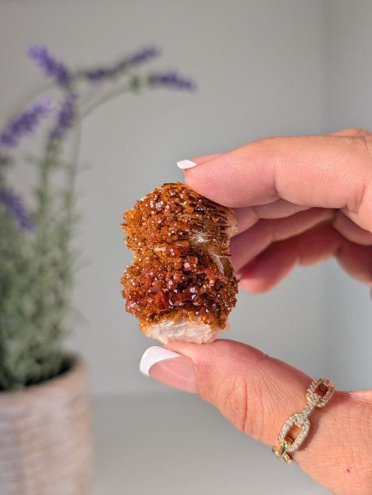 Vanadinite on Barite Specimens from Morocco