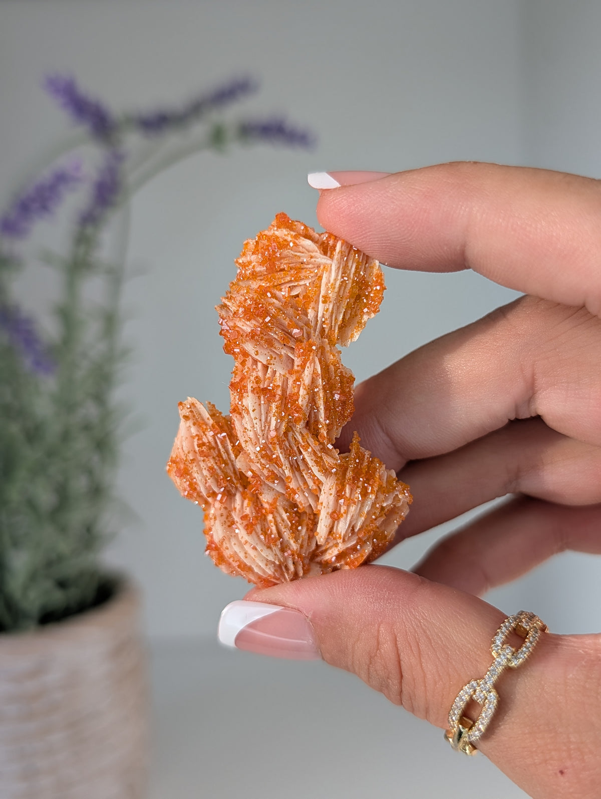 Vanadinite on Barite Specimens from Morocco