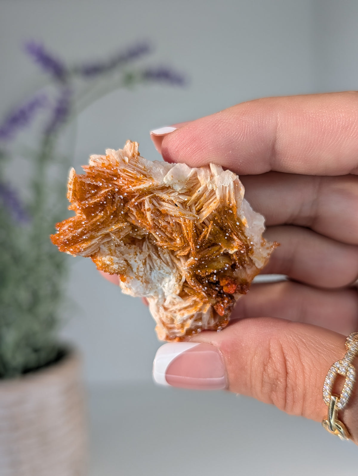 Vanadinite on Barite Specimens from Morocco