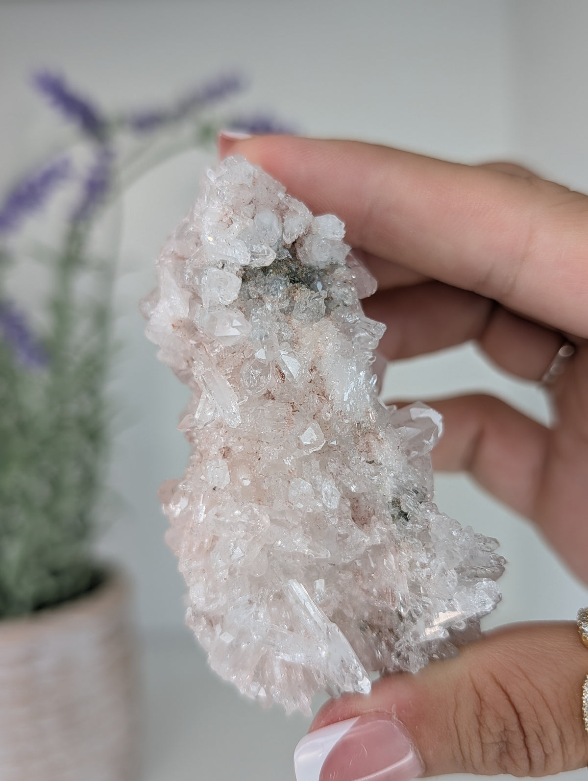Pink Lemurian Quartz Clusters Specimens from Brazil