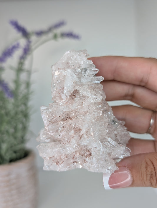 Pink Lemurian Quartz Clusters Specimens from Brazil