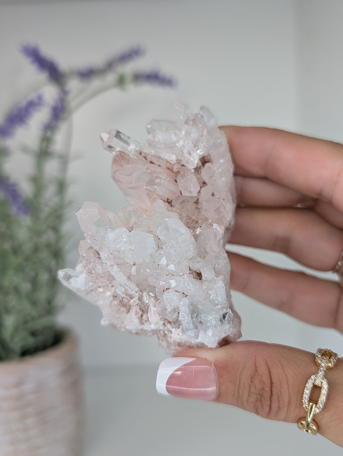 Pink Lemurian Quartz Clusters Specimens from Brazil