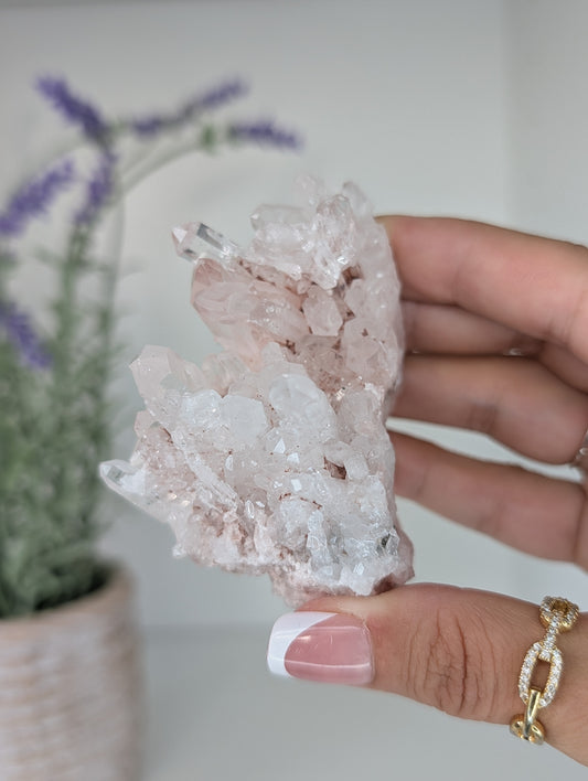 Pink Lemurian Quartz Clusters Specimens from Brazil