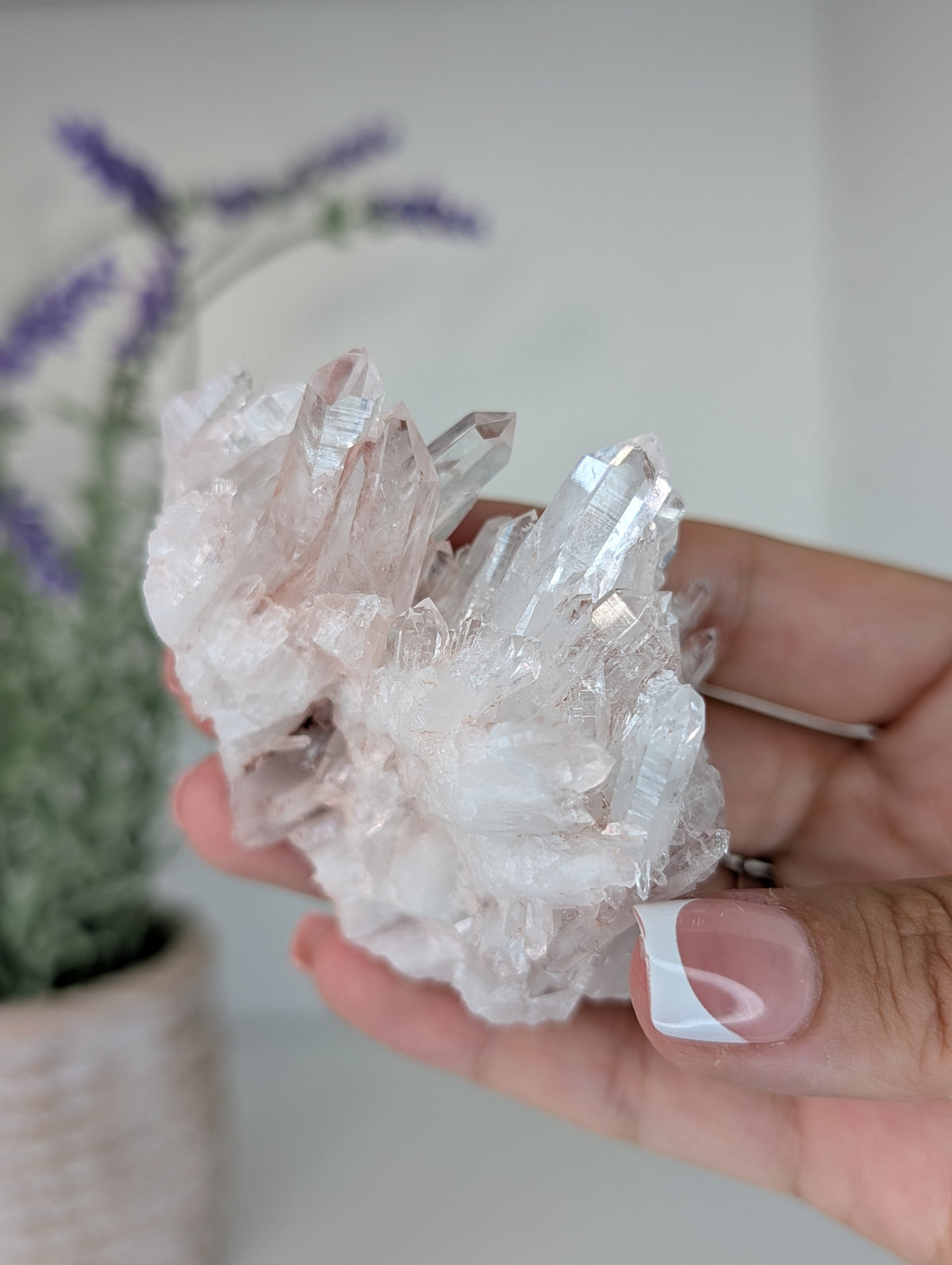 Pink Lemurian Quartz Clusters Specimens from Brazil