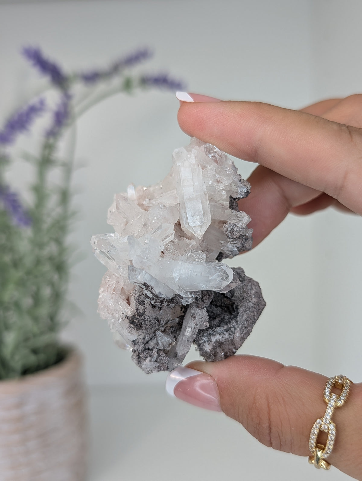 Pink Lemurian Quartz Clusters Specimens from Brazil
