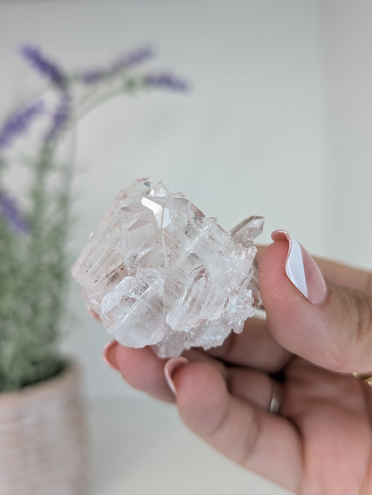 Pink Lemurian Quartz Clusters Specimens from Brazil