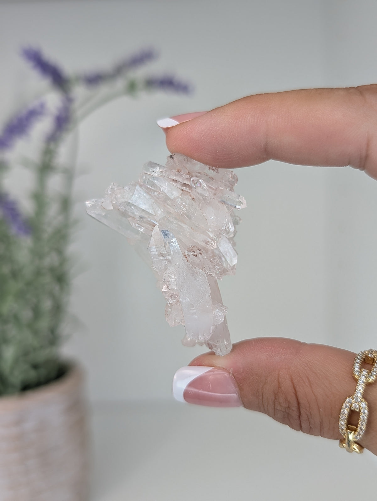 Pink Lemurian Quartz Clusters Specimens from Brazil