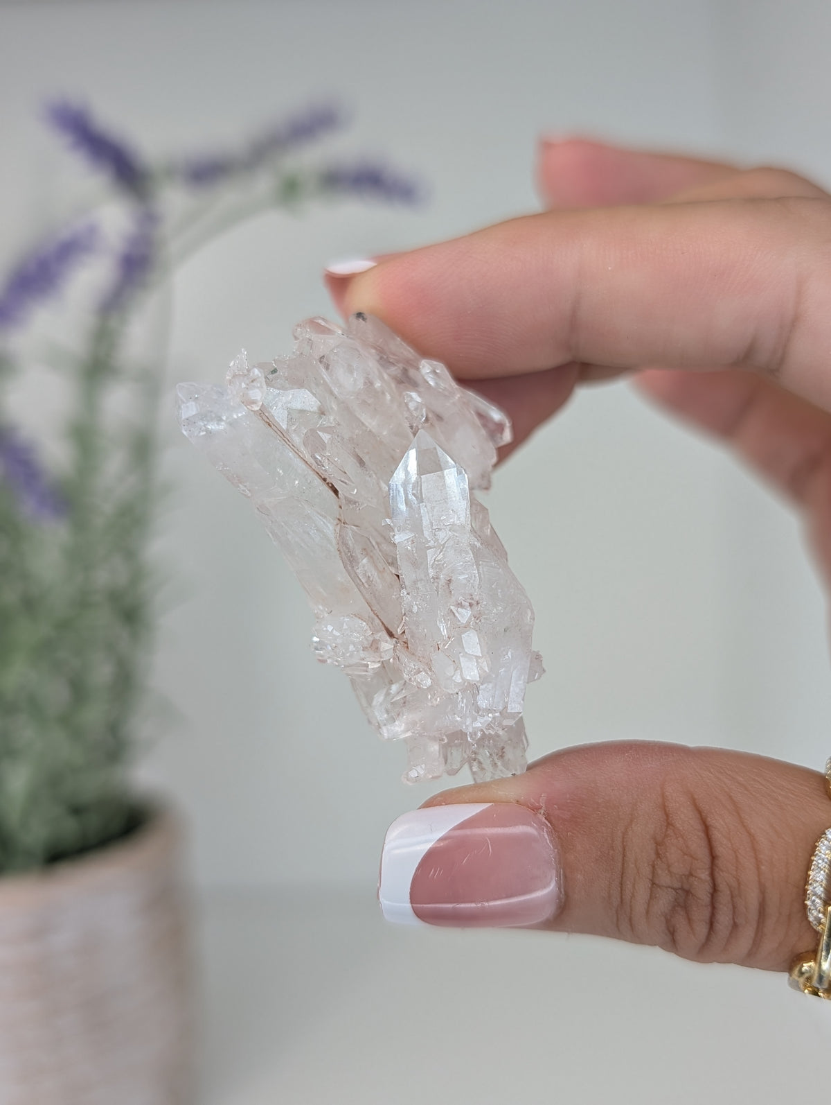 Pink Lemurian Quartz Clusters Specimens from Brazil