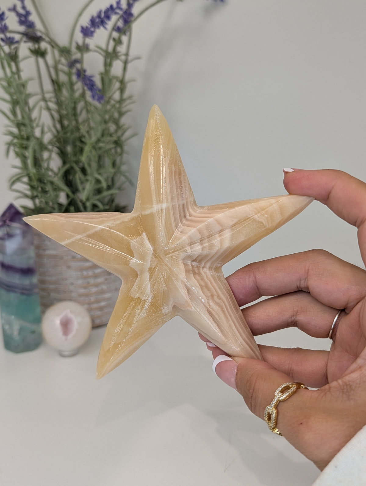 Mexican Honey Onyx Calcite Star Fish Carvings
