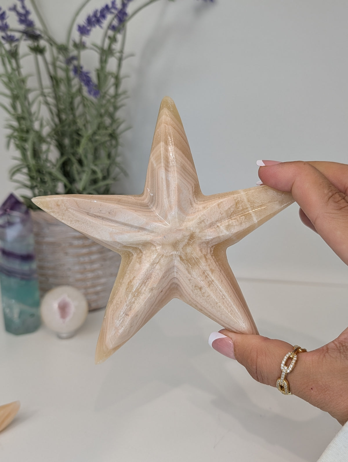 Mexican Honey Onyx Calcite Star Fish Carvings