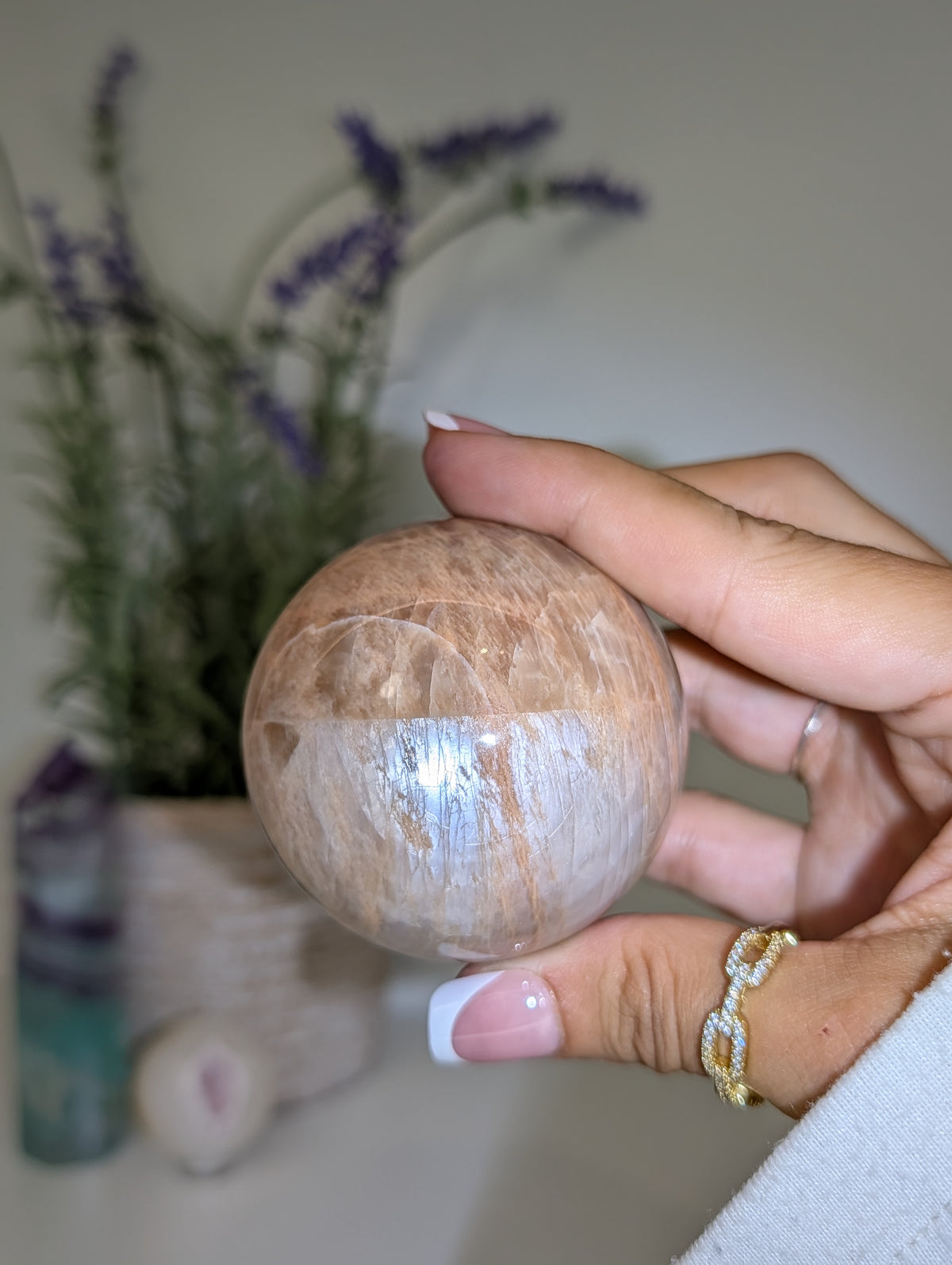 Madagascan Peach Moonstone Spheres