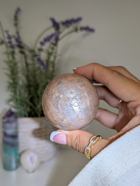 Madagascan Peach Moonstone Spheres