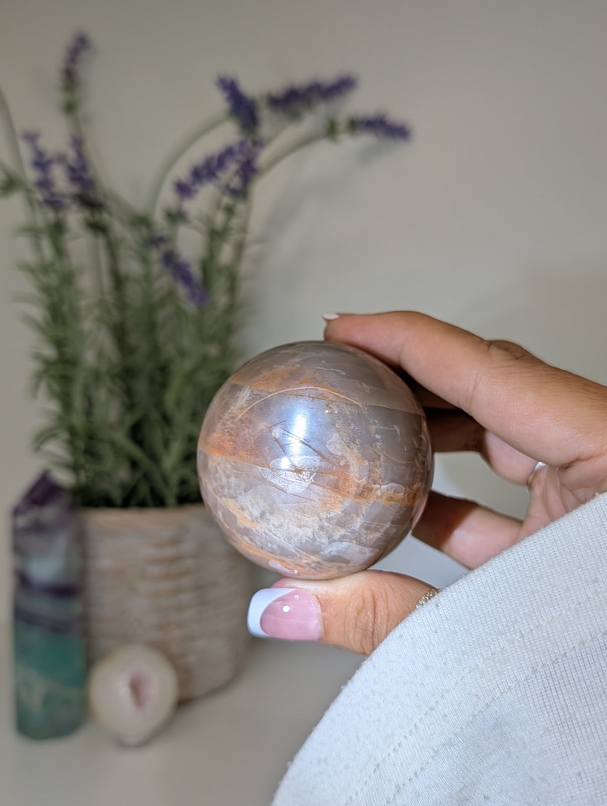 Madagascan Peach Moonstone Spheres
