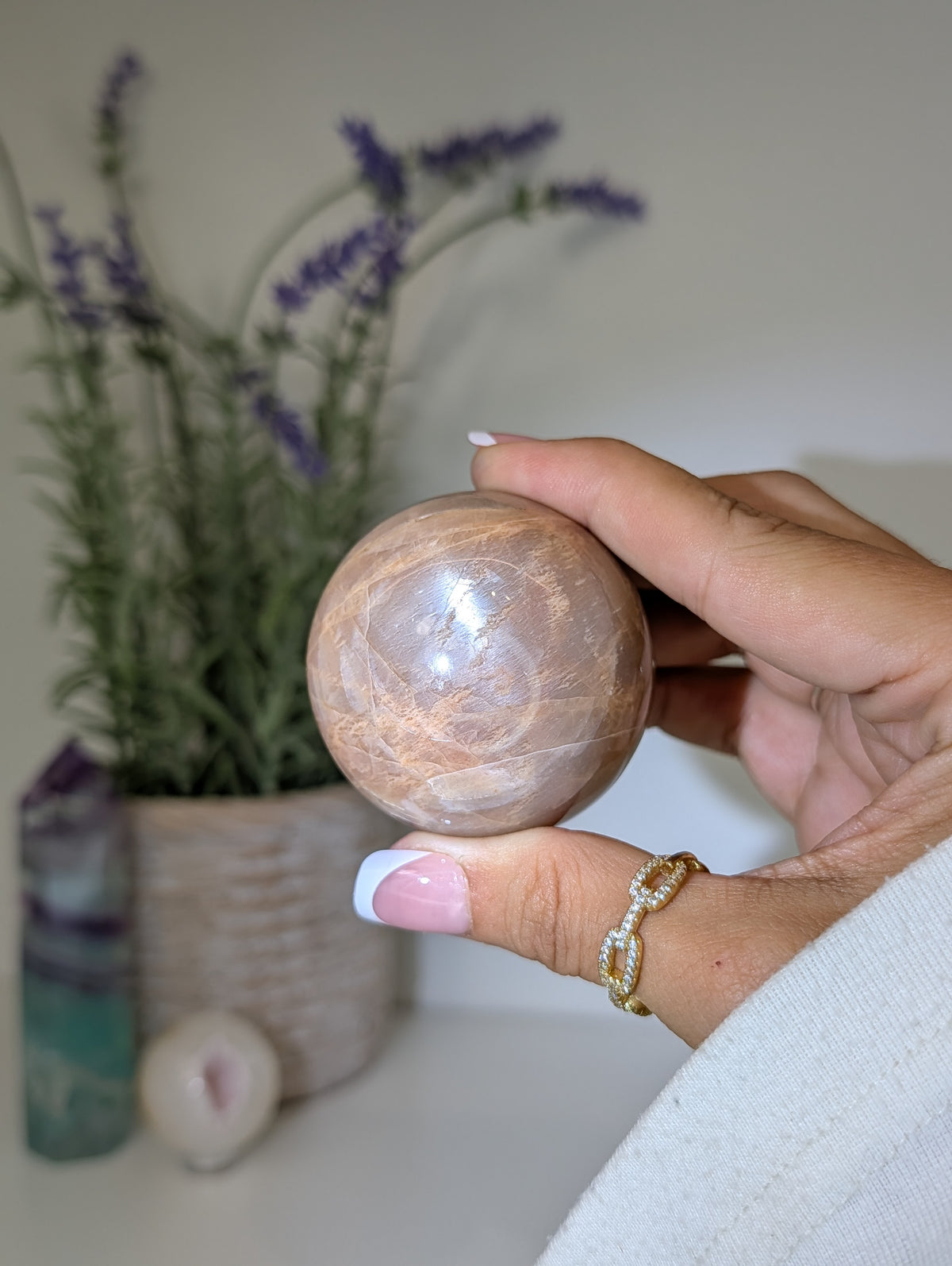 Madagascan Peach Moonstone Spheres