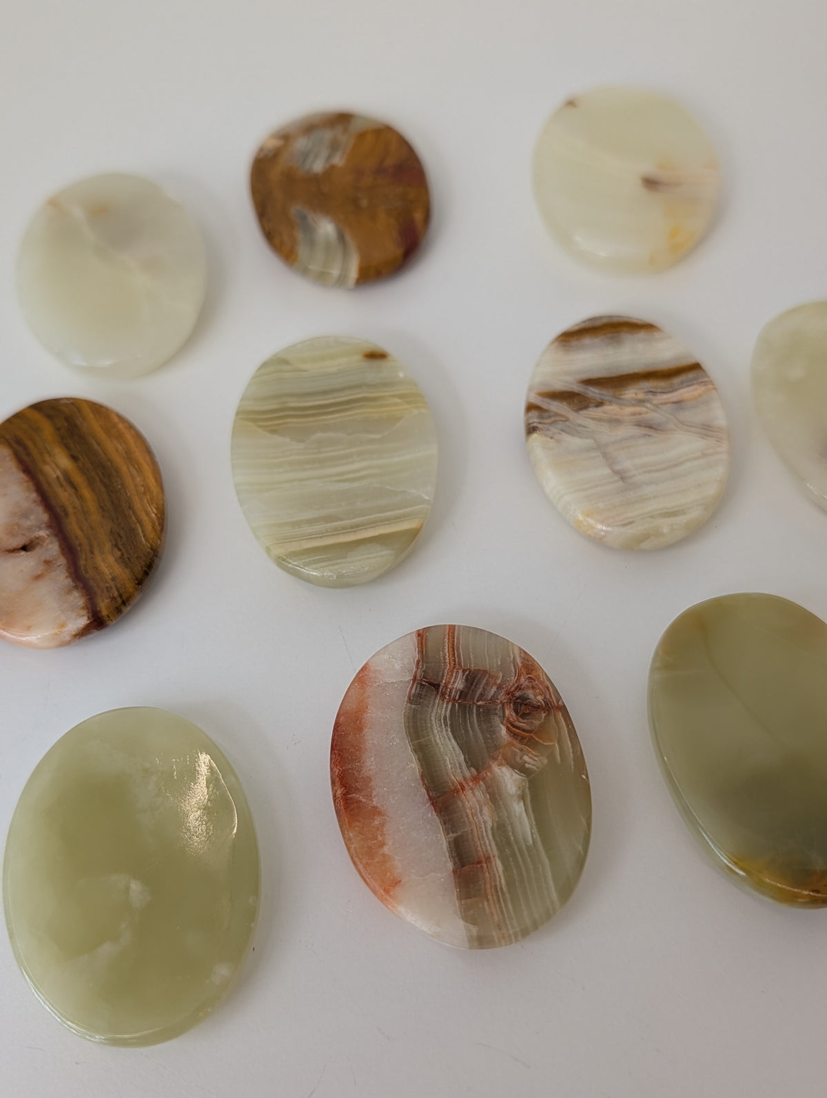 Intuitively Chosen Mexican Banded Green Onyx Calcite Worry Stones