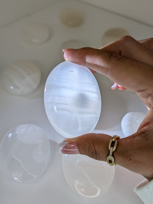 Intuitively Chosen Mexican White Banded Onyx Calcite Palm Stones