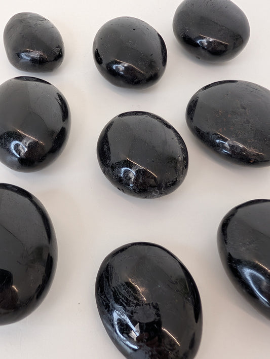 Intuitively Chosen Black Tourmaline Palm Stones