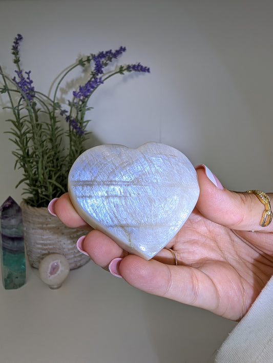 Blue / White Moonstone Hearts