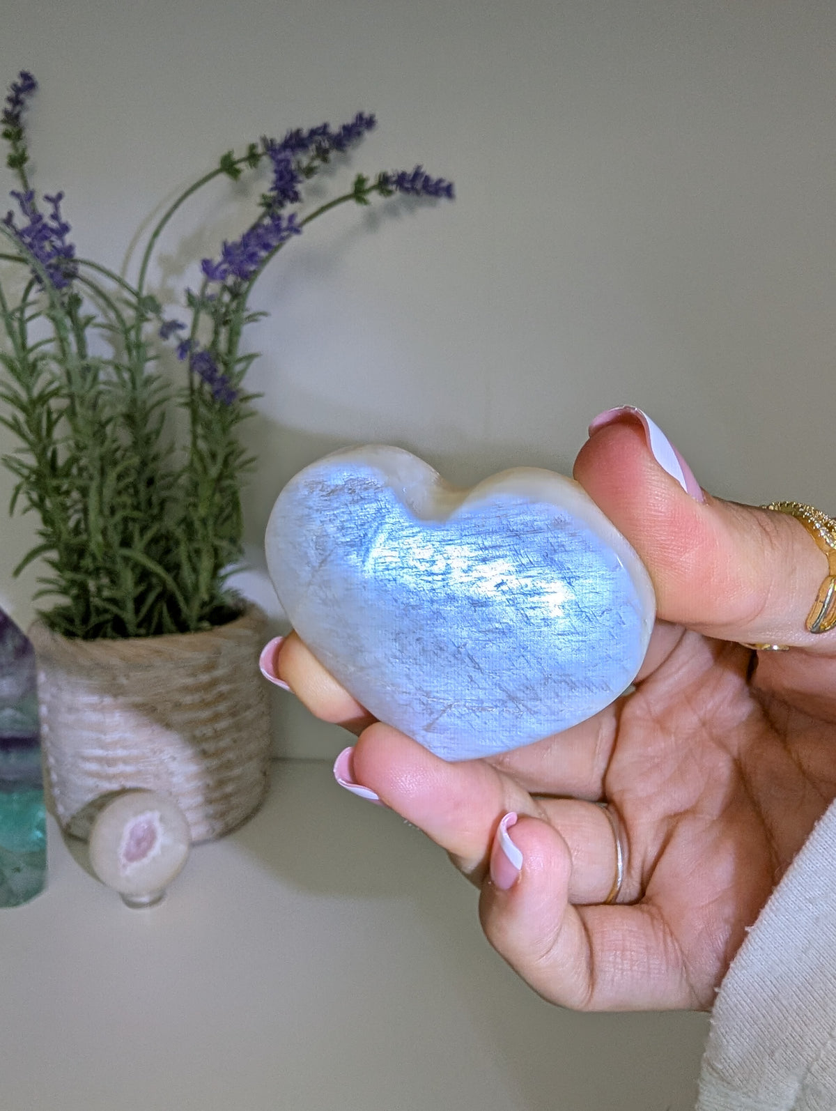 Blue / White Moonstone Hearts