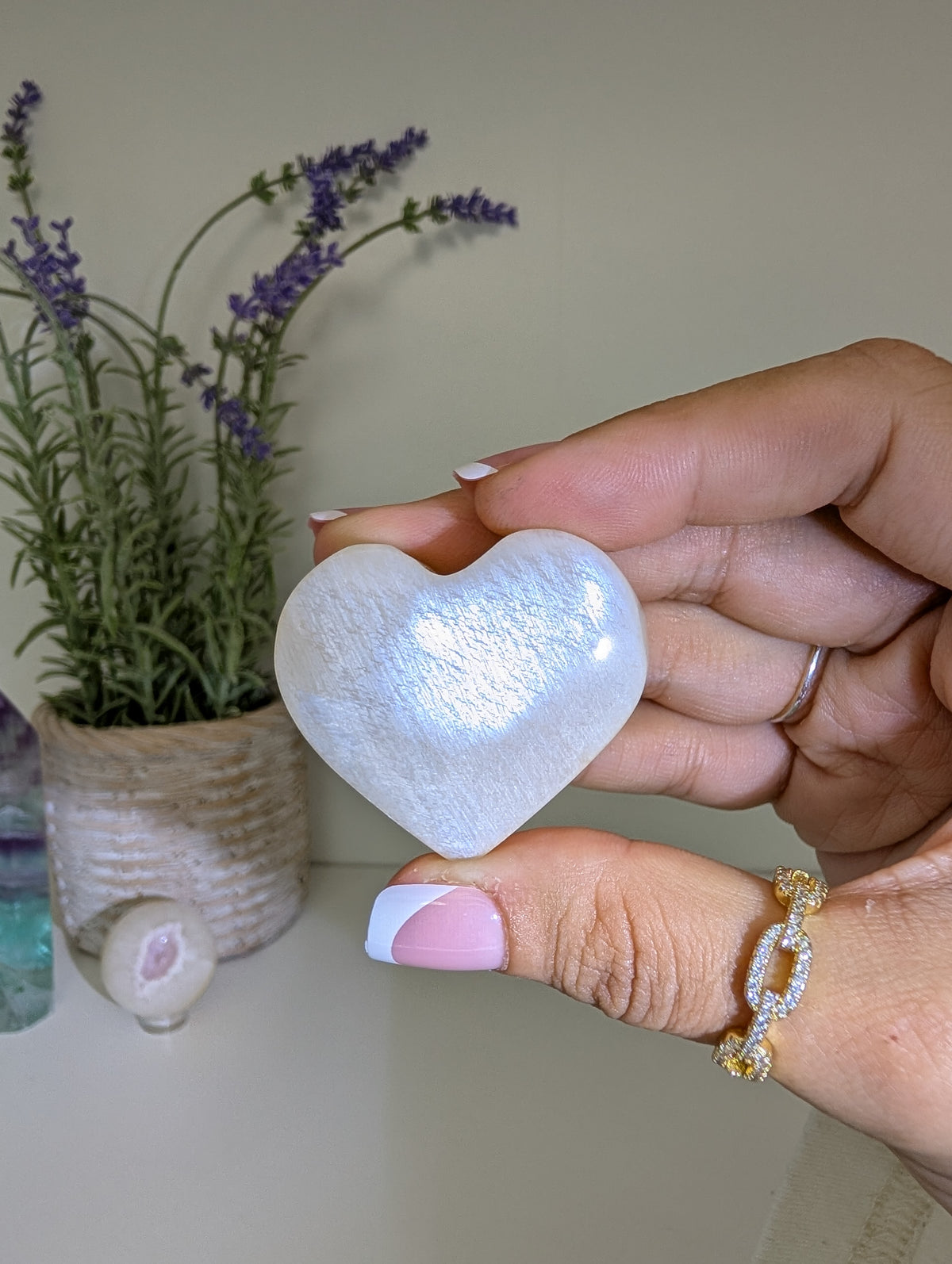 Blue / White Moonstone Hearts