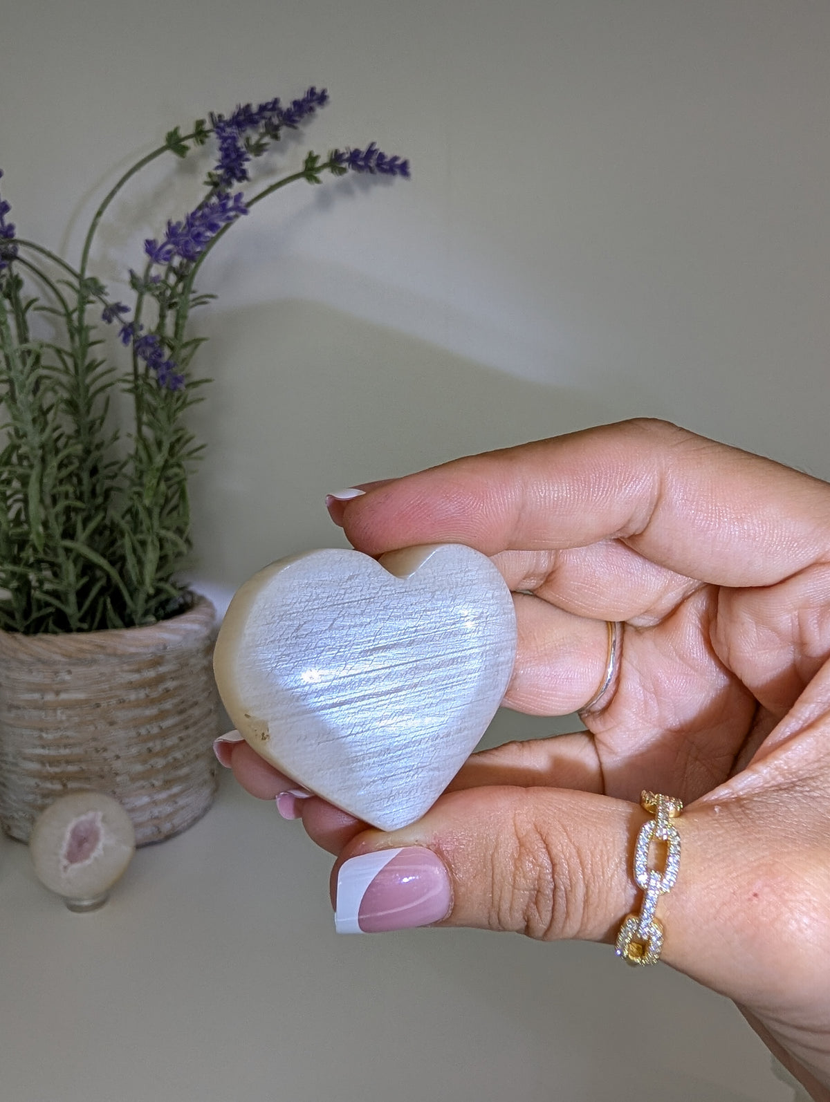 Blue / White Moonstone Hearts