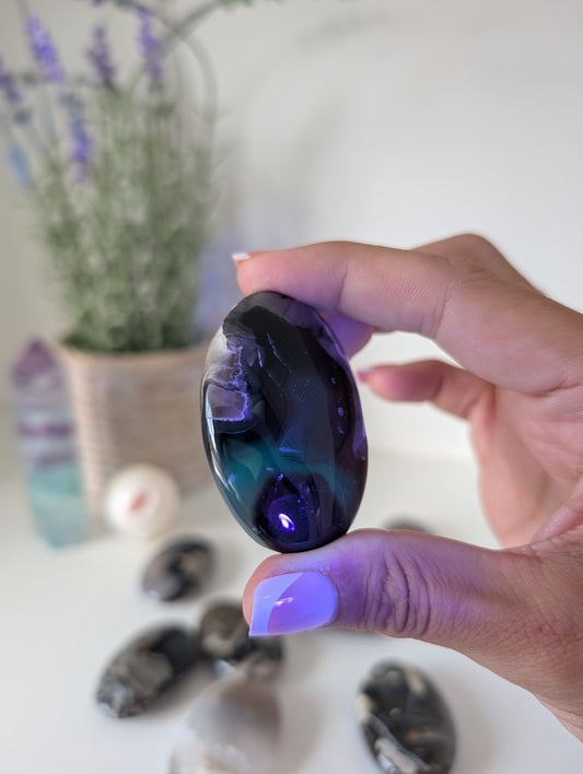Volcano Agate Palm Stones - UV Reactive