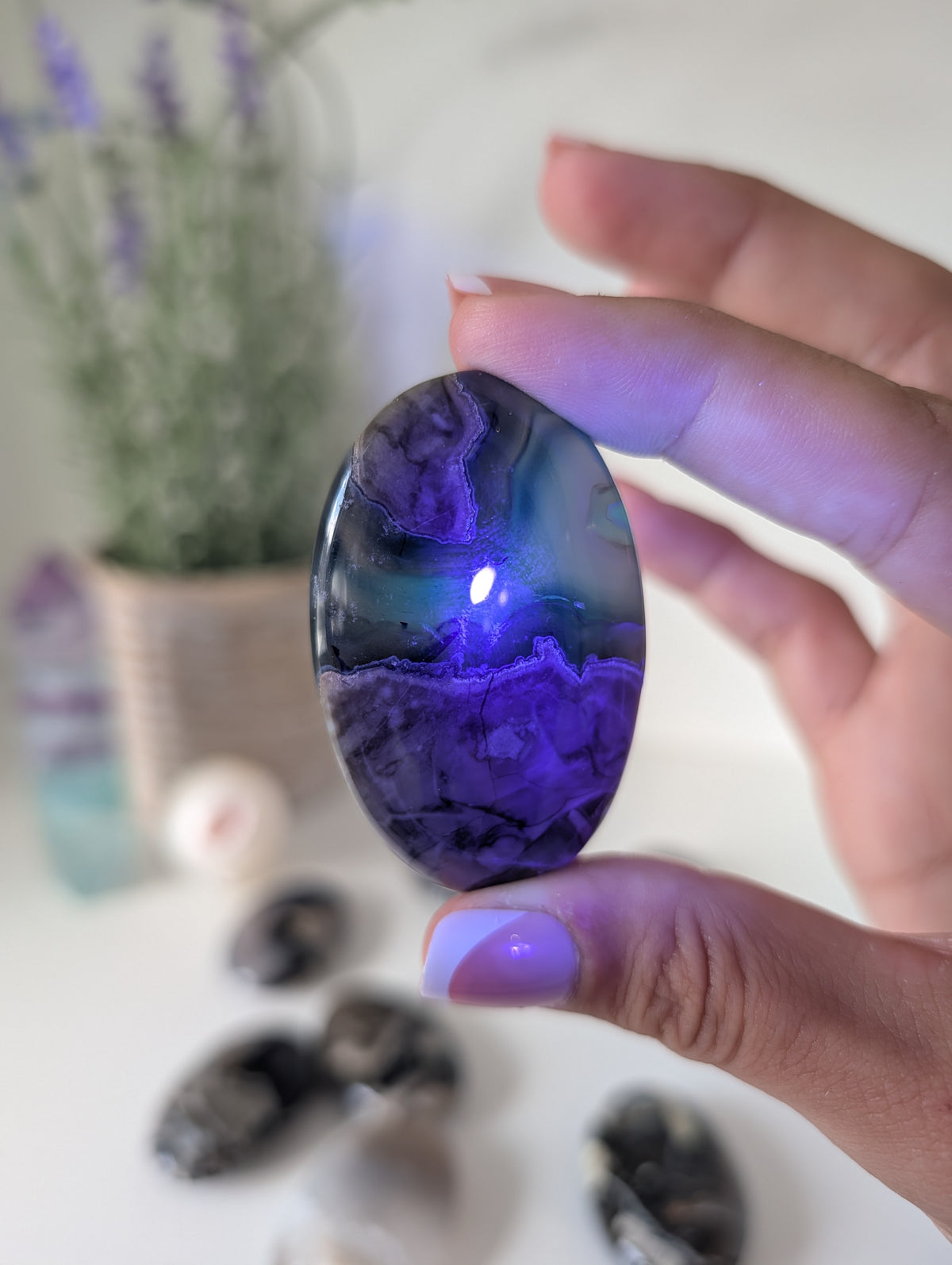 Volcano Agate Palm Stones - UV Reactive