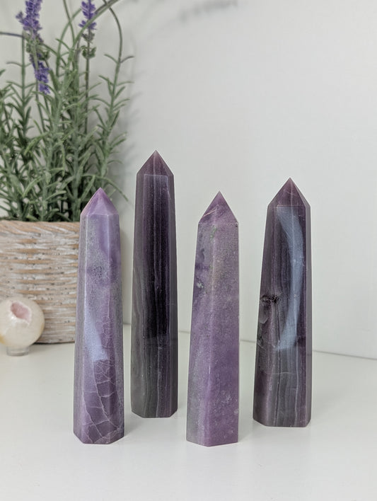 Chinese Purple Silk Fluorite Towers
