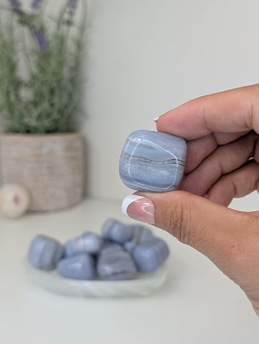 Intuitively Chosen High Grade Blue Lace Agate Tumbles