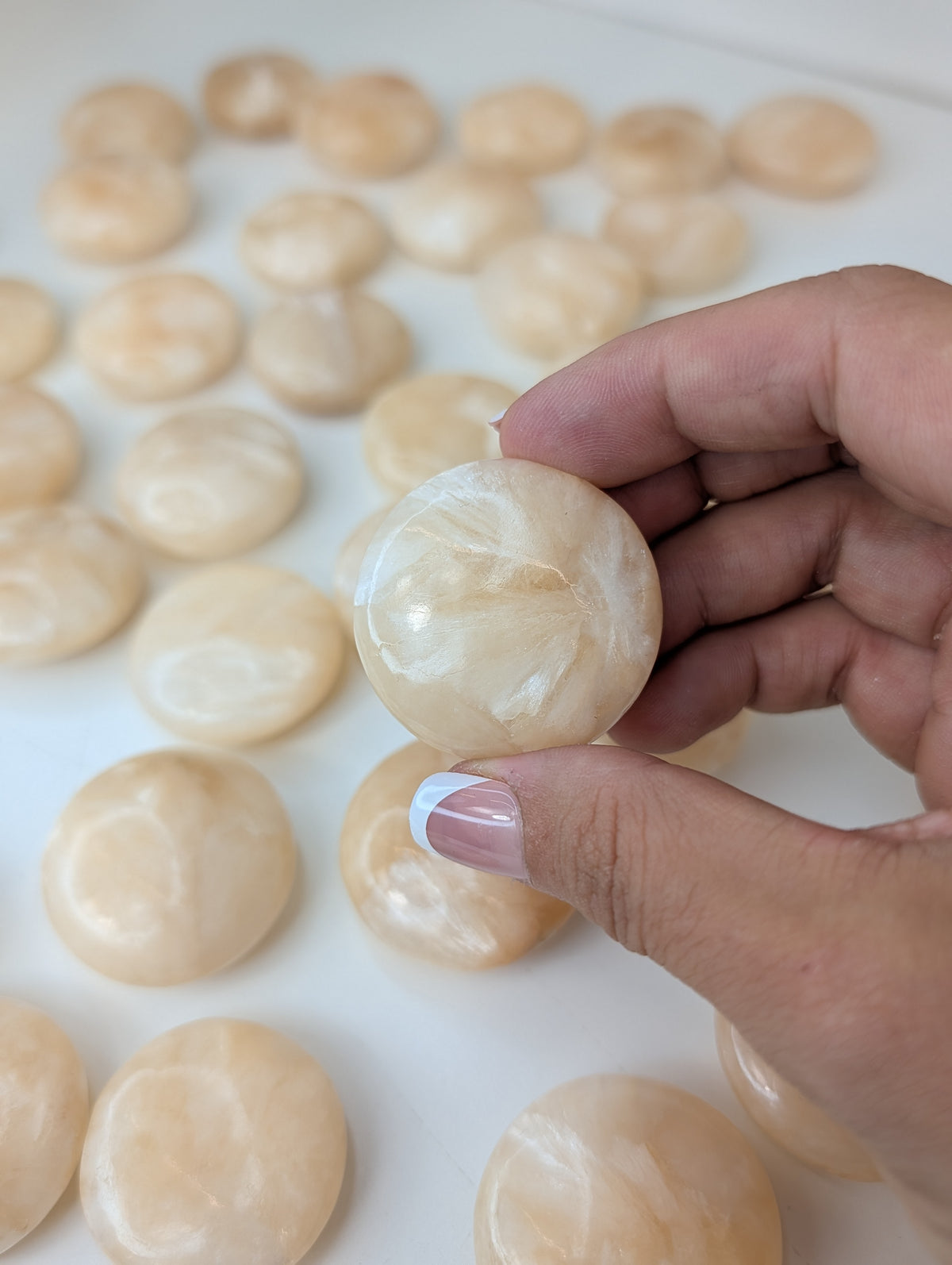 Intuitively Chosen Indian Stilbite Button Flat Stones