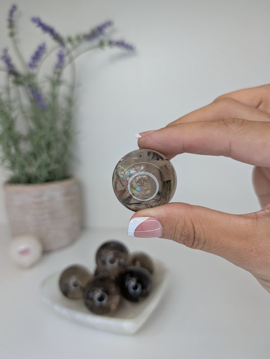 Intuitively Chosen Rainbow Filled Himalayan Smokey Quartz Mini Spheres