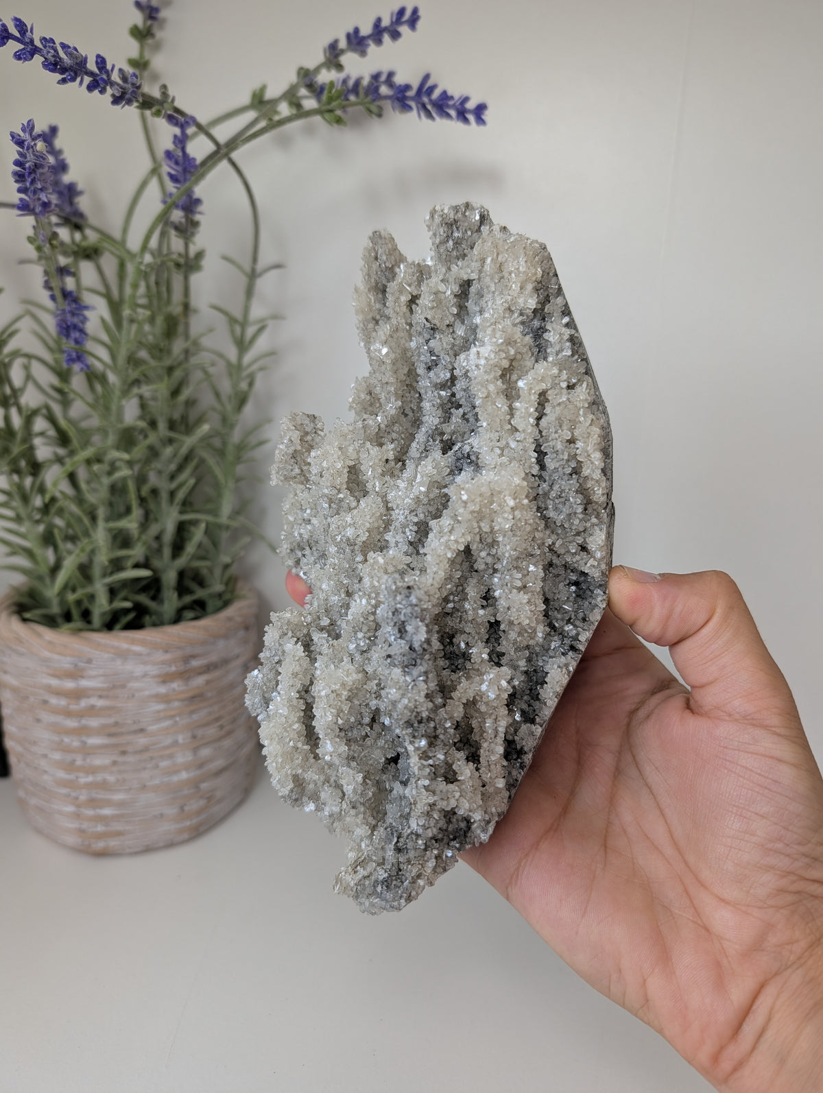 Black Chalcedony with Sugary Stilbite Specimen from Bhopal, India