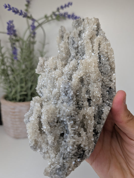 Black Chalcedony with Sugary Stilbite Specimen from Bhopal, India