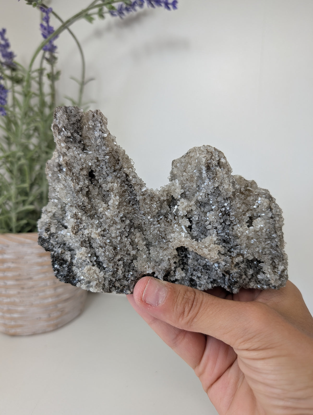 Black Chalcedony with Sugary Stilbite Specimen from Bhopal, India