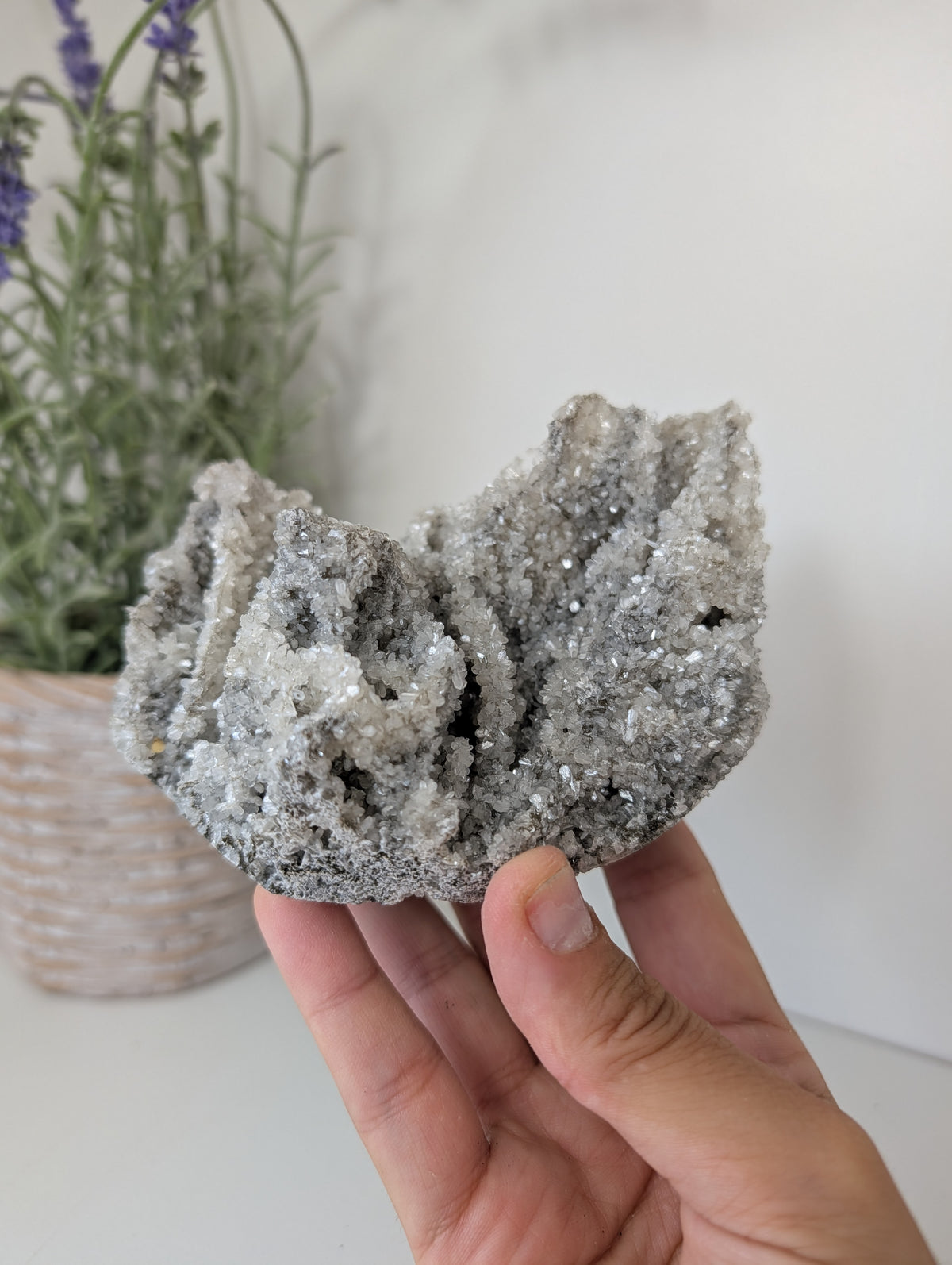 Black Chalcedony with Sugary Stilbite Specimen from Bhopal, India