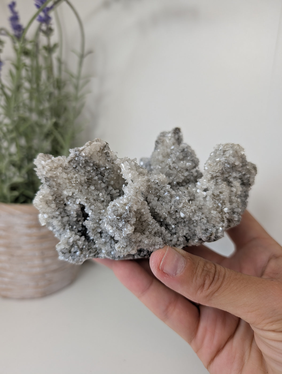Black Chalcedony with Sugary Stilbite Specimen from Bhopal, India