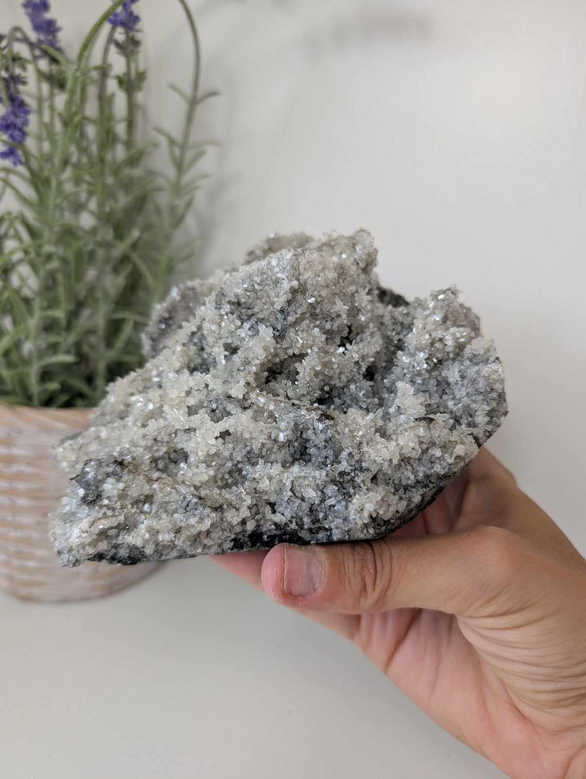 Black Chalcedony with Sugary Stilbite Specimen from Bhopal, India