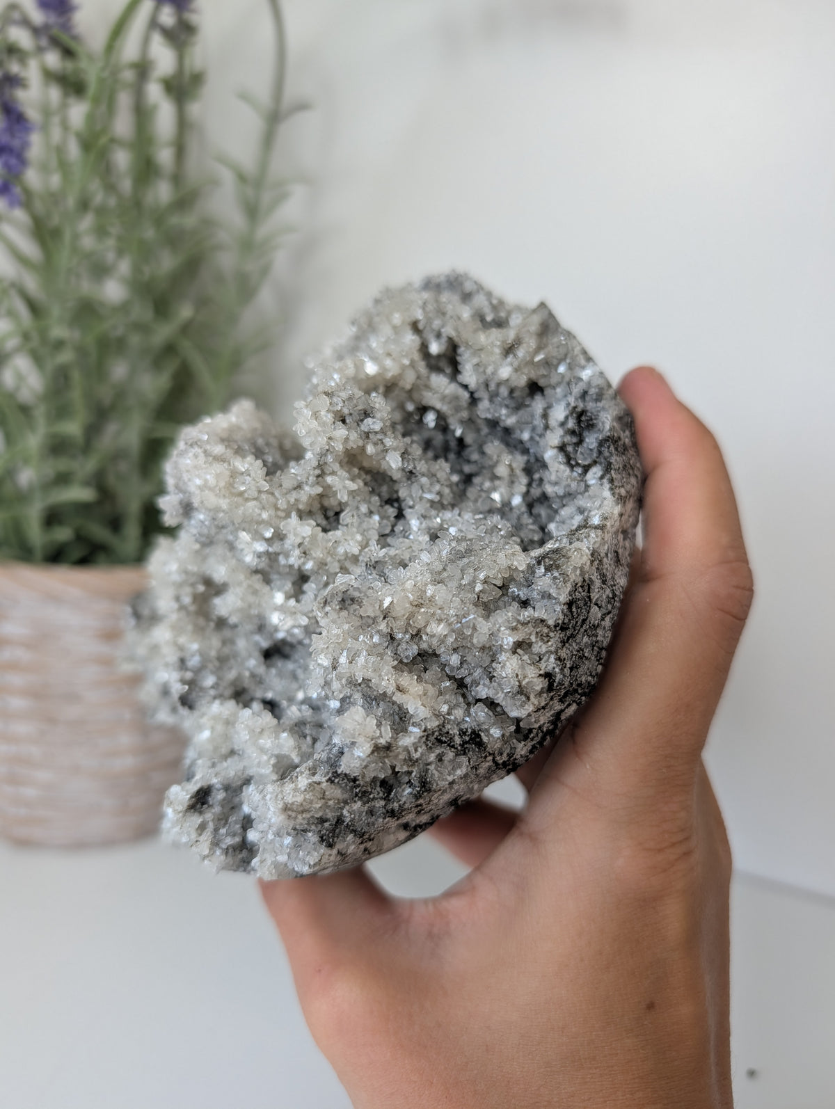 Black Chalcedony with Sugary Stilbite Specimen from Bhopal, India