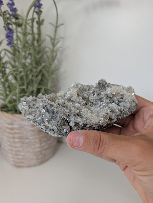 Black Chalcedony with Sugary Stilbite Specimen from Bhopal, India