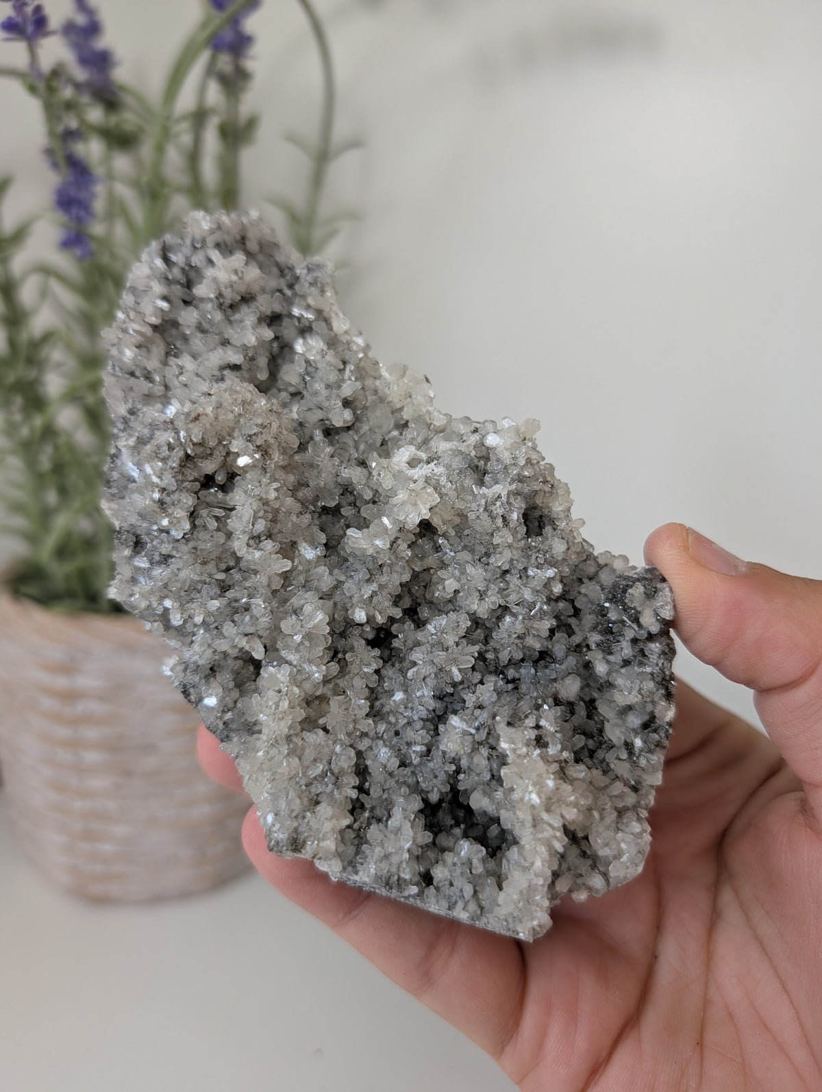 Black Chalcedony with Sugary Stilbite Specimen from Bhopal, India