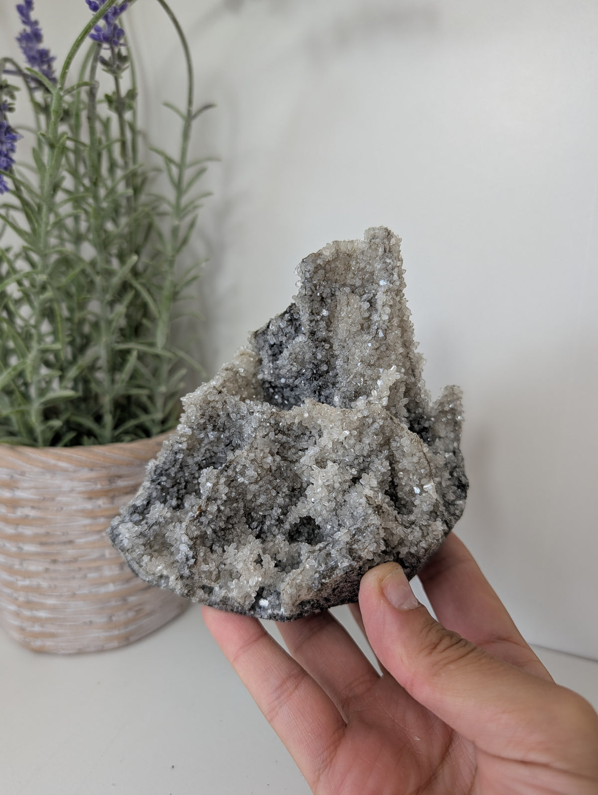 Black Chalcedony with Sugary Stilbite Specimen from Bhopal, India