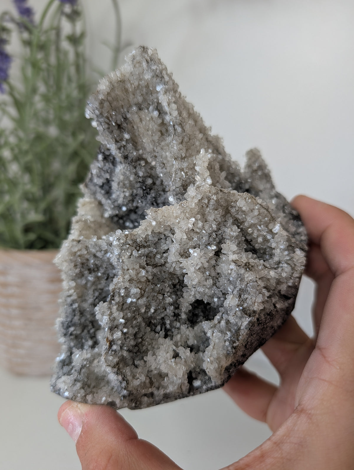 Black Chalcedony with Sugary Stilbite Specimen from Bhopal, India