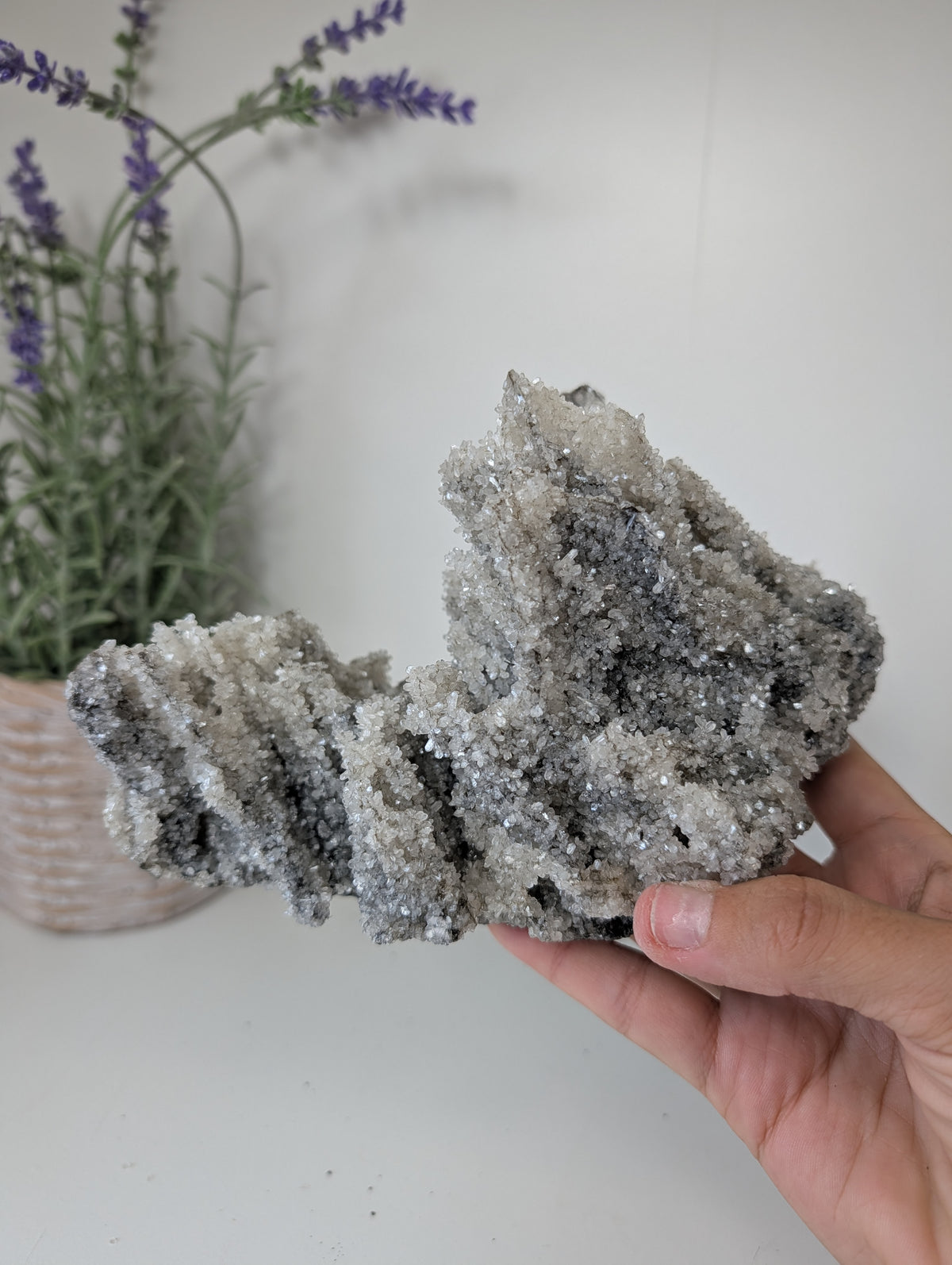 Black Chalcedony with Sugary Stilbite Specimen from Bhopal, India